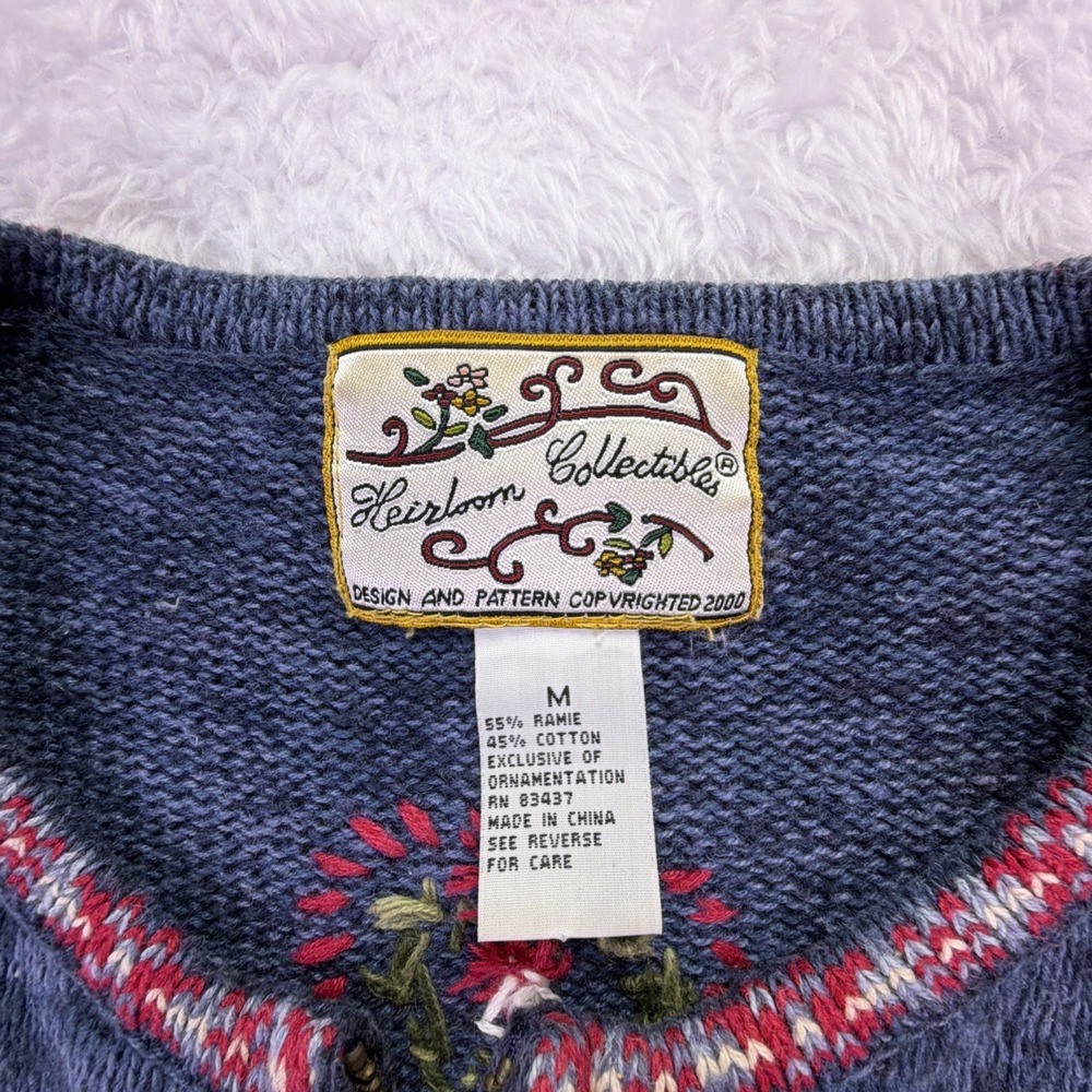 Vintage Heirloom Collectibles Cardigan Sweater Womens Medium Christmas Full Zip‎ - Picture 3 of 6